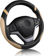 Cxtiy Pickup Truck Steering Wheel Cover – Sporty Fahsion Non-Slip Premium Leather Universal 15.5-16 Inch Steering Wheel Grip 