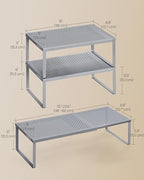 SONGMICS Spice Racks, Set of 2 Expandable Kitchen Countertop Shelves, Small Cupboard Organizers, Metal, Space-Saving Tabletop