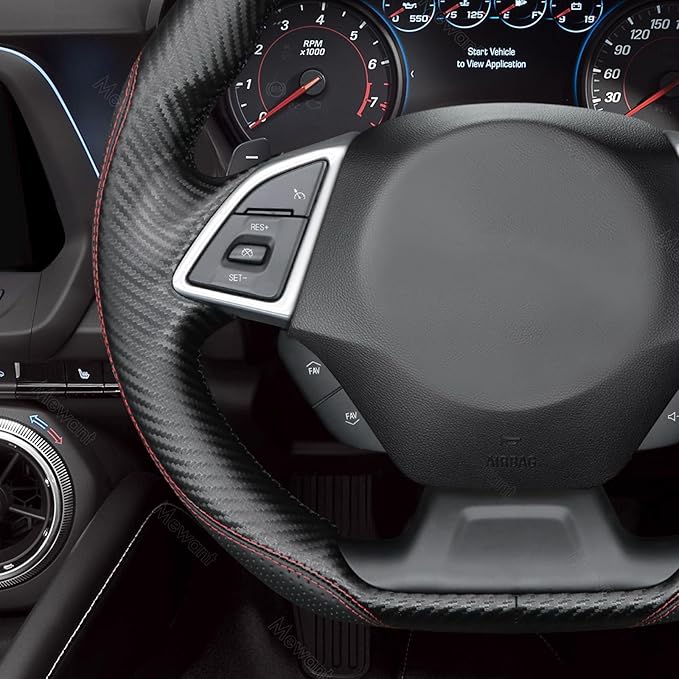 MEWANT Hand Sewn 3D Style Steering Wheel Cover Wrap for Chevrolet Camaro 2017-2022 Steering Wheel Accessories for Chevrolet Camaro 2017-2022