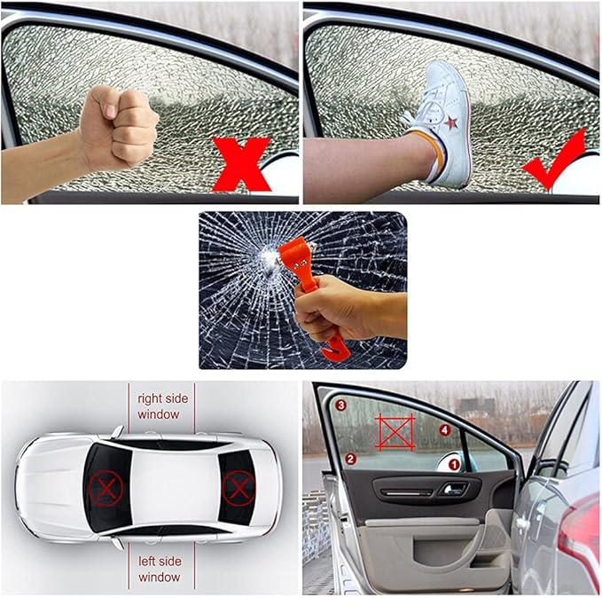 6Pcs 2-in-1 for Emergency Escape Hammer Seat Belt Cutter,Auto Car Safety Hammer with Window Glass Breaker，Escape Tool for Car