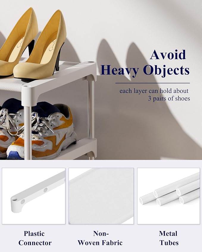 Kitsure Shoe Rack - Non-Woven Shoe Rack Shelf, Shoe Organizer for Closet, Entryway, Garage & Corridor, Stackable Shoe Shelves