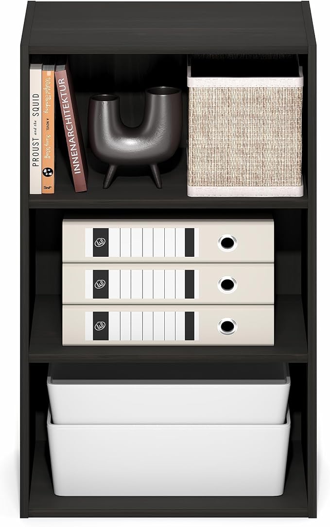 Furinno Basic Book Shelf, 3-Tier Bookshelf, Storage Organizer Bookcase with Open Shelf, 11 x 17 x 26, for Living Room, Bedroo