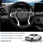 Steering Wheel Cover for Chevy Silverado 1500 2019-Present/ 2500 3500 2020-Present/Blazer 2019-Present (Gasoline Models)/ Suburban Tahoe 2021-2024, Car Steering Wheel Cover Accessories for Chevrolet