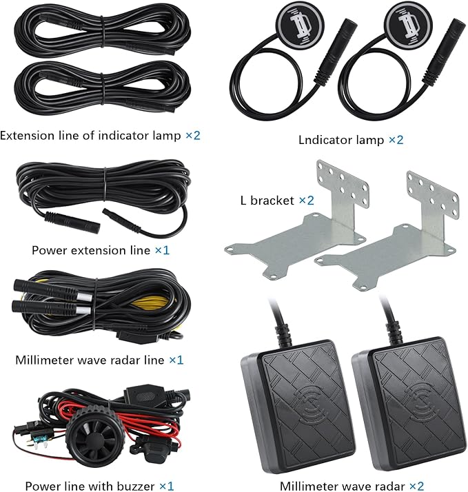 Universal Blind Spot Monitoring Assistant DC12V Car Lane Changing Warning 24Ghz Millimeter Wave Sensor Detection System