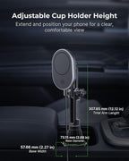 MagSafe 15W Fast Wireless Car Charger Cup Holder Mount, Compatible with iPhone Air/17/16/15/14/13/12 & Galaxy Phones, Strong Magnets for Secure Hold, Easy Installation