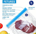 Reusable Sous Vide Bags 53Pcs BPA-Free, Ideal for Freshness Preservation, 45 Zipper Bags, 3 Seal Clips ＆ 5 Cooking Clips, Hea