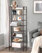 SONGMICS Narrow Shoe Rack - Sturdy 8 Tier Metal Tall Shoe Rack Shelf, Slim Shoe Storage Organizer for Closet Entryway Small S