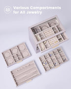 Lolalet Jewelry Box Organizer, 4-Layer Jewelry Organizers and Storage Case with Glass Lid, Ring Earring Bracelet Necklace Hol