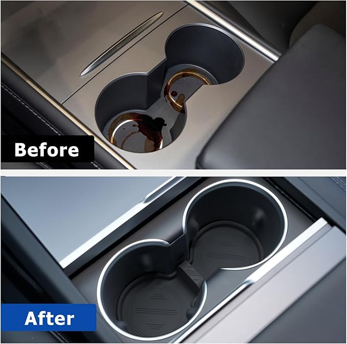 2025 Tesla Model 3 Highland & Model Y Juniper Center Console Organizer Tray 5PCS Set for 2024-2026, Hidden Storage Box with Cup Holder and Armrest Drawer Organizer, Matte Black, Tesla Accessories