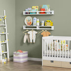 Forbena Floating Nursery Book Shelves for Wall Set of 4, White Wall Bookshelf for Kids Room, Small Wood Book Shelf Bookshelve