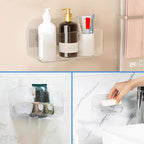 Diesisa 3pc Acrylic Wall Mount Organizer, Adhesive Clear Shower Caddies,Acrylic Soap Basket for wall,No Drilling Hang Walls,w