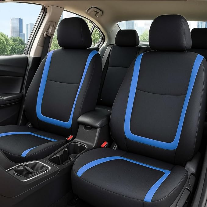 BELOMI Car Seat Covers Only, Breathable Premium Cloth Auto Seat Cover, Universal Front and Rear Seat Covers, Automotive Inter
