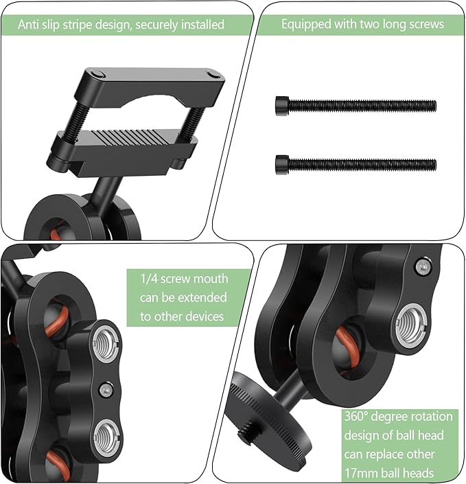 Dash Cam Mount, 1/4 "1/8" Threaded Camera Bracket, Aluminum Rearview Mirror Driving Recorder Mounting Base, Suitable for OldShark Apexcam Chortau ORSKEY Jeemak Ricoh GoPro NIUTA Dash Cam