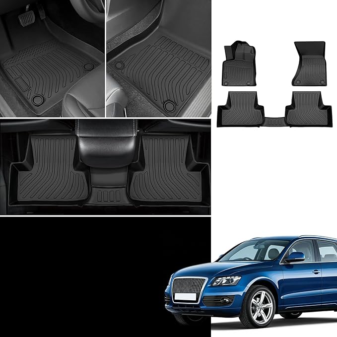 Floor Mats for Audi Q5 2009-2011 2012 2013 2014 2015 2016 2017, TPE 2010 Q5 Floor Mats 1st & 2nd Row,Waterproof Summer Winter Non-Slip All Weather Floor Liners Car Accessories