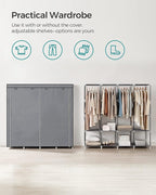 SONGMICS Portable Closet, Wardrobe Closet Organizer with Cover, 4 Hanging Rods and Shelves, 4 Side Pockets, 66.9 x 17.7 x 65.