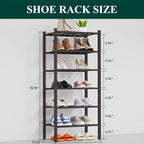 Smiry Shoe Rack, 6 Tier Thick Small Bamboo Shoe Organizer, Stackable Free Standing Wooden Shoe Storage Shelf for Closet, Entr