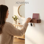 Wall Mount Key Holder with 5 Hidden Hooks Modern Key Hanger Rack Wood Entryway Hook Mail Organizer Tray Shelf Home Decor for 
