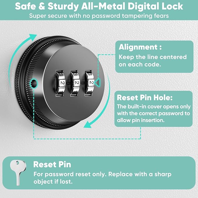 POKIPO Wall Mount Locking Medicine Cabinet, Empty Metal Medicine Storage Box with All-Metal Digit Lock, Bathroom Cabinet Orga
