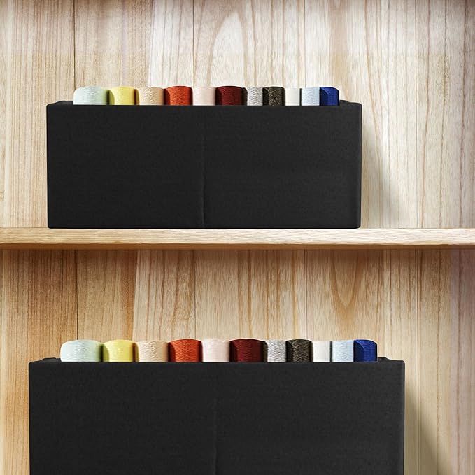 Fabric Storage Bin Box Foldable Cotton Linen Storage Basket with Wooden Handles Rectangular Cube Decorative Home Laundry Orga