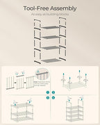 SONGMICS Shoe Rack, 4-Tier Shoe Organizer, Metal Storage Shelf, Upright or Upside Down, for 5-10 Pairs, Stackable, for Entryw