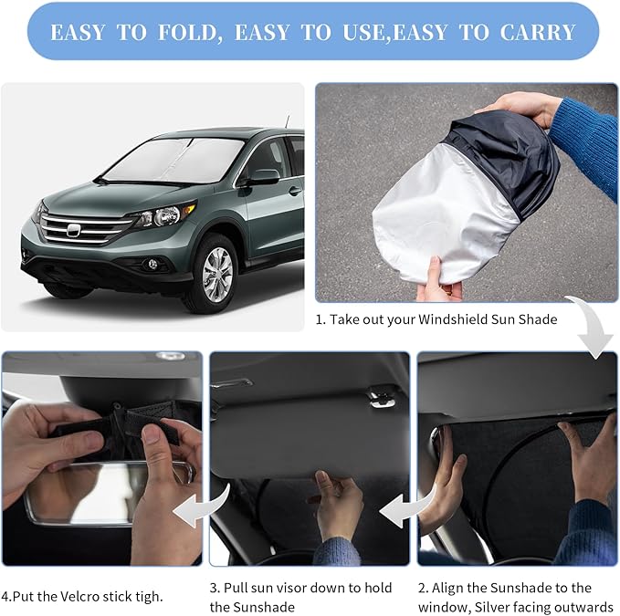 for Jeep Cherokee 2014-2025 2026 Sun Shade Windshield Sunshade Cover, 4-Layer Front Window Shade Custom Fit Cherokee Sun Visor 240T Fabric Car Cooler Accessories (NOT for Jeep Grand Cherokee)