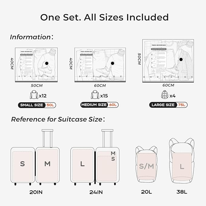 Vacuum Bags for Clothing with Rechargeable Air Pump, 15 Pack Vacuum Seal Bags for Travel, Space Saver Bags for Luggage and Su