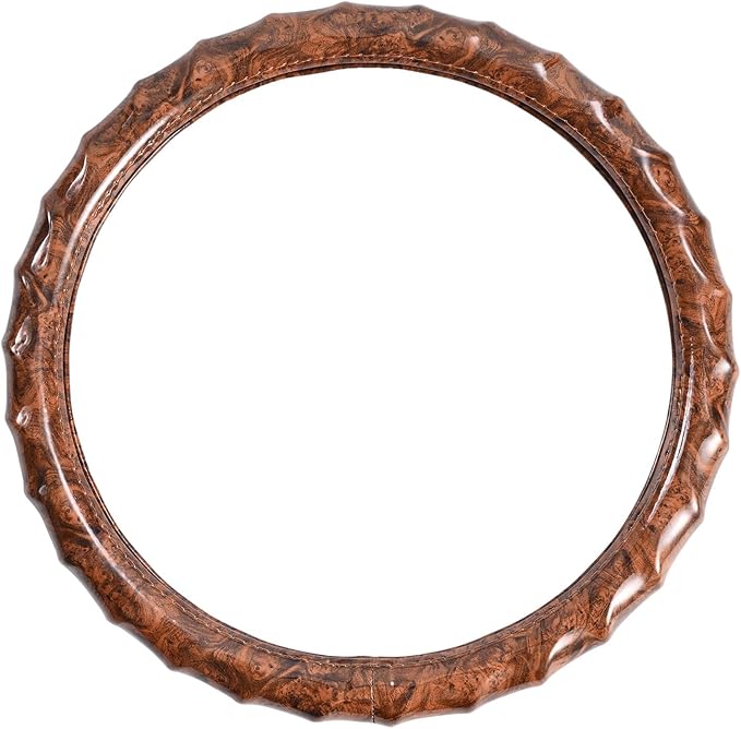 Wood Grain Steering Wheel Cover - Comfortable Grip, Artistic Design, Easy to Install, Universal Fit for Cars, Trucks, Vans & SUVs (Browntm3)