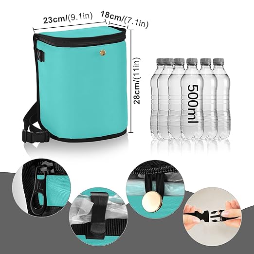 linqin Teal Car Trash Can with Lid Leak Proof Car Trash Bag Polyester Car Garbage Can, Multipurpose Trash Bin Hanging for Minivan SUV Truck
