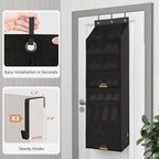 STORAGE MANIAC Over the Door Shoe Organizer with Curtain Dustproof Heavy-Duty Large Deep Pocket Hanging Shoe Organizer for Cl