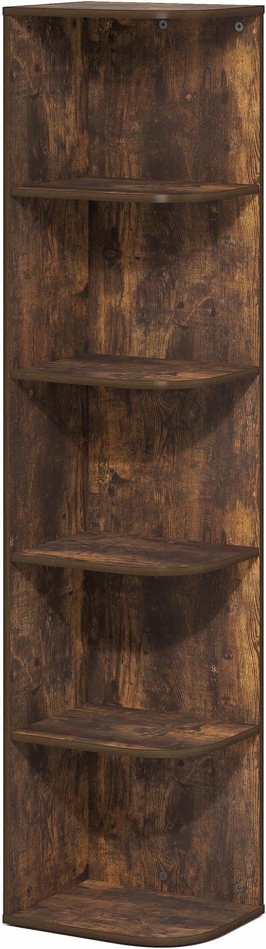 Furinno PASIR Book Shelf, 5-Tier Corner Bookshelf with Open Shelf, Standing Bookcase, 9.3 x 12 x 51.7, for Organization and S