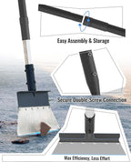 Garden Flat Shovel, Heavy Duty Multifunctional Cleaning Shovel with 60" Adjustable Long Handle, Metal Floor Scraper Tool for Weeding, Scraping, Ice & Snow Removal, Driveway, Sidewalk, Garden, Outdoor