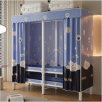 Portable Foldable Wardrobe Closet with Cover, Metal Clothing Rack with Hanging Rods, Space-Saving Coat Storage for Bedroom, 1