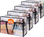 Lifewit 4 Pack Clear Clothes Storage Bags, 60L Plastic Blanket Storage Bag, Vinyl Foldable Moving Bags with Zipper, Closet Or