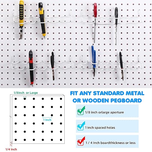 Hanaive 4 Pieces Pegboard Pliers Holder, Holds 11 Plier Per Rack, Steel Pegboard Hooks Pliers Peg Board Organizer Accessories
