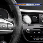 AUTOXBERT 38cm/15 Inch Genuine Leather DIY Steering Wheel Cover Soft Hand Sewing On Wrap Cover with Needles Thread fit for VW