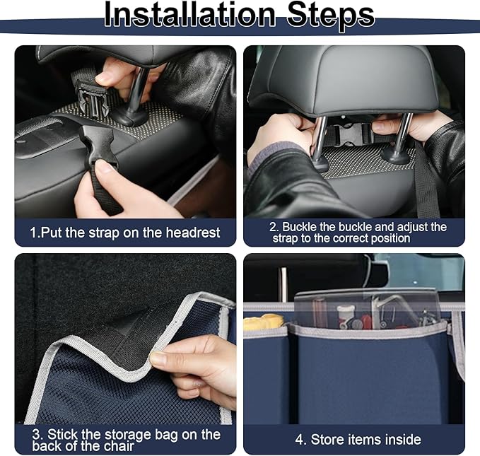 UYYE Trunk Hanging Organizer, Backseat Storage Bag, Collapsible Car Interior Accessories with 4 Pockets & 2 Mesh Pouches for