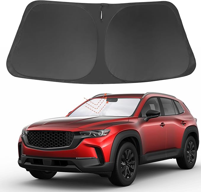 Front Windshield Sun Shade Foldable Car Front Window Sun Shade Windshield Shade Custom Fit for 2023-2026 Mazda CX50 Block UV Rays Car Accessories Heat Keep Cooler