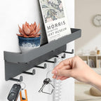 2 Pieces Key Holder for Wall Rustic Key and Mail Organizer 6 Key Hooks with Shelf Small Key Rack with Tray Adhesive Key Hange