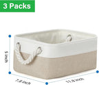 Bidtakay Small Baskets Fabric Storage Baskets for Organizing 3-Pack 12x8x5 Inch Collapsible Storage Bins for Shelves Canvas B