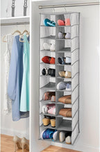 mDesign Soft Fabric Closet Organizer - Holds Shoes, Handbags, Clutches, Accessories - Large, 20 Shelf Over Rod Hanging Storag