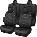 CAR PASS Car Seat Covers for Tesla Model 3 Nappa Leather Bling Diamond Car Seat Protector Full Coverage Airbag Compatible Cus