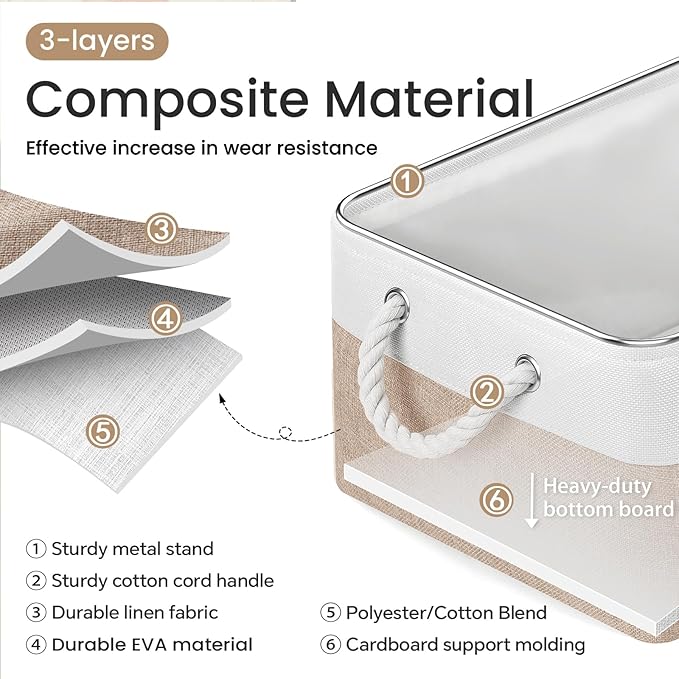 Large Storage Baskets- 15.7x11.8x8.26 inch Storage Bins for Shelves and Closet Organizing, Foldable Fabric Bin for Home Organ