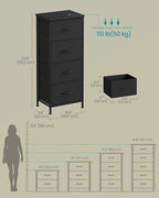 SONGMICS Dresser for Bedroom, Chest of Drawers, Steel, MDF, 4 Non-Woven Fabric Drawers, Storage Organizer Unit, Closet, Entry