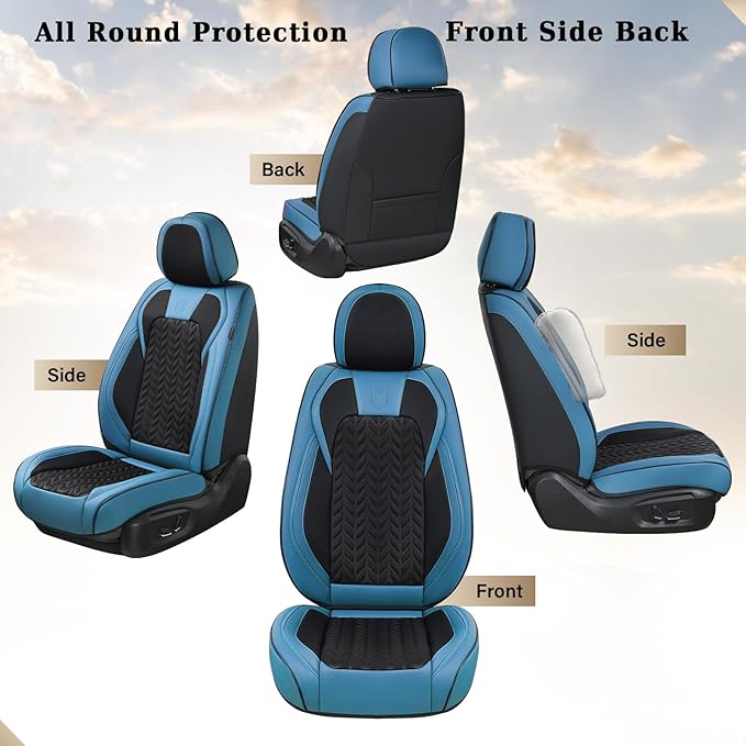 Coverado Car Seat Cover Winter, Front Seat Cover, 2PCS Car Seat Protector, Seat Covers for Cars, Breathable Faux Leather Car 