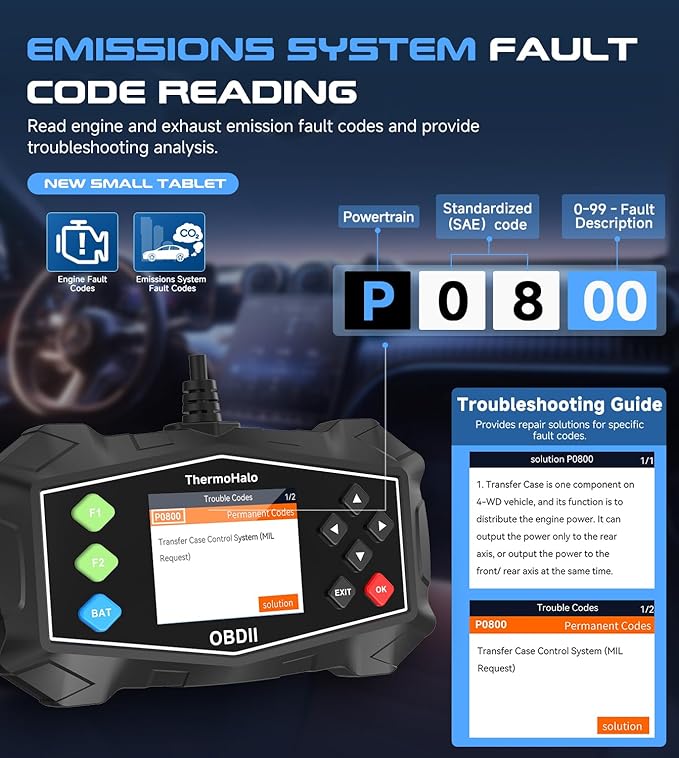 Professional OBD2 Scanner Car Diagnostic Tool, OBDII EOBD Code Reader, Enhanced Check Car Engine Light Diagnostic Scan Tool,