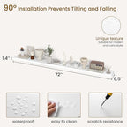 Dreamland 72Inch Floating Shelves for Wall, Rustic Wooden White Floating Shelves for Living Room, Kitchen, Farmhouse, Deep Wa