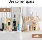 shuang qing 2-Tier Corner Bathroom Counter Organizer – Classic Storage Shelf for Makeup, Perfume & Toiletries, Space-Saving C
