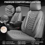 CAR PASS 3D Foam Faux Leather Car Seat Covers Full Set, Waterproof Grey Leather Seat Cover for Cars, Luxury Universal Fit for