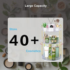 360 Rotating Makeup Organizer - Large Capacity Spinning Perfume & Cosmetic Skincare Holder for Countertop (Pearl White, 3 Tie