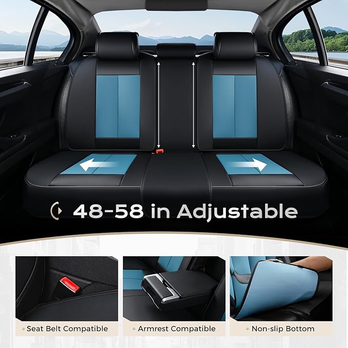 Coverado Seat Covers Full Set, Seat Covers for Cars, 5 Seats Waterproof Nappa Leather Car Seat Covers with Head Pillow, Seat 